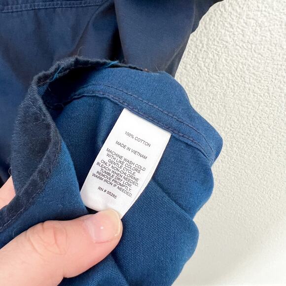 [Express] Blue Short Sleeve Casual Button Down Shirt 100% Cotton Metallic Sz XXL - Picture 10 of 10